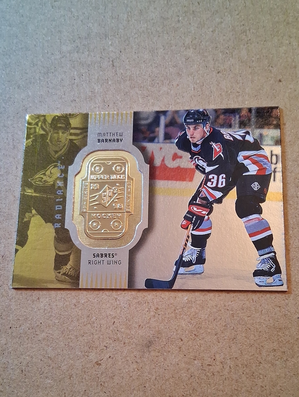 Matthew Barnaby Buffalo Sabres Hockey Trading Card with Gold Accent